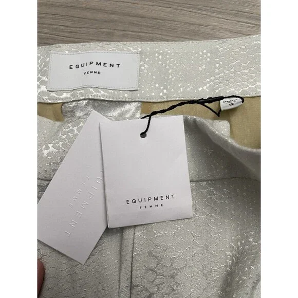 New NWT Women's Equipment Femme Charlyne Trouser Pants Silver Gray Size crop  12 - Picture 8 of 12